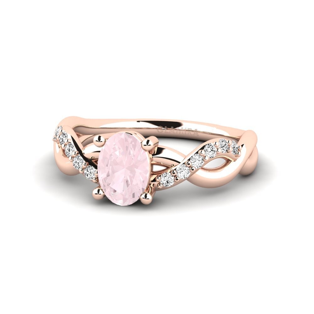 Cuarzo rosa Anillo de compromiso Palmiosre - Oval
