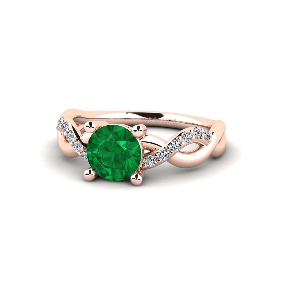Emerald (Lab Created) Engagement Ring Palmiosre - Round