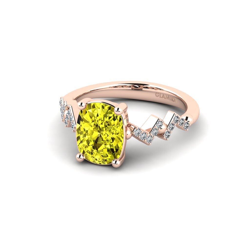 Diamante Amarillo Anillo de compromiso Wollega - Cushion