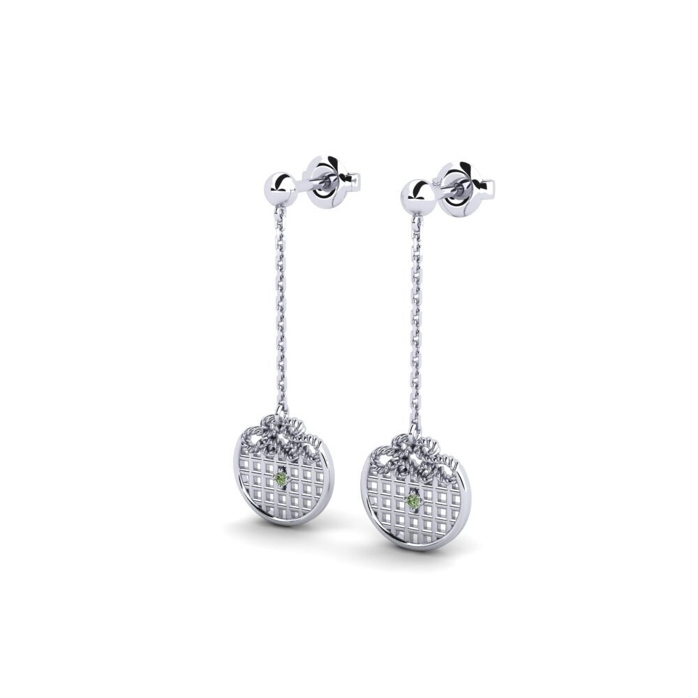 White Silver Green Diamond Women's Earring Abbe