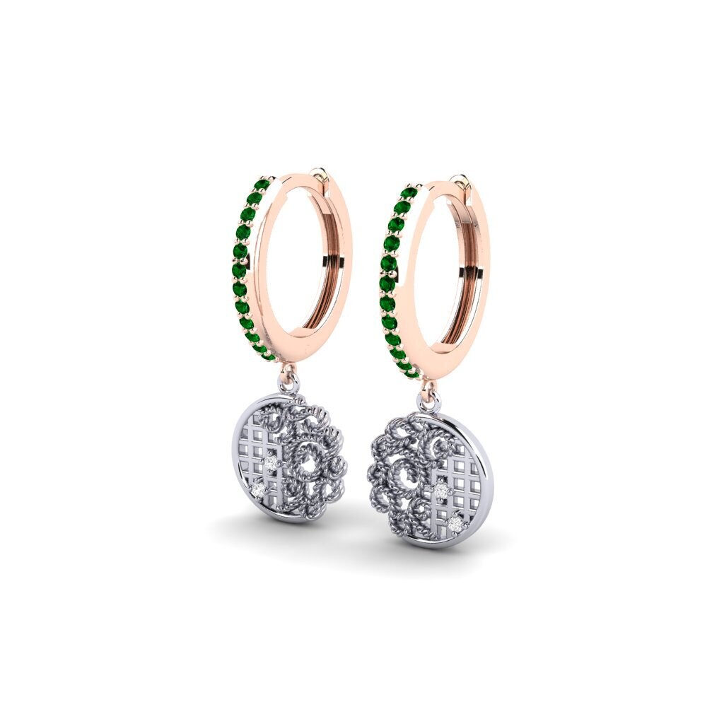 14ct Rose / White Gold Green Zirconia Women's Earring Agassiz
