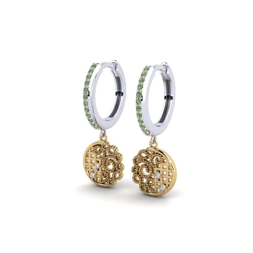 14ct White / Yellow Gold Green Diamond Women's Earring Agassiz
