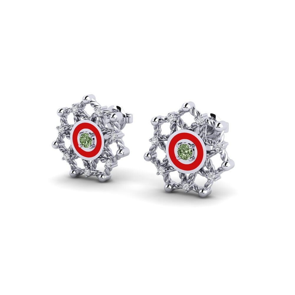 White Silver Green Diamond Women's Earring Allunhari