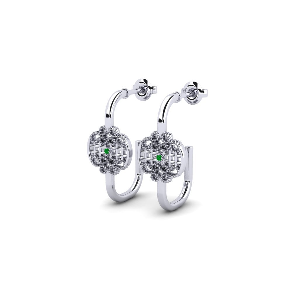 950 Platinum Emerald Women's Earring Aral