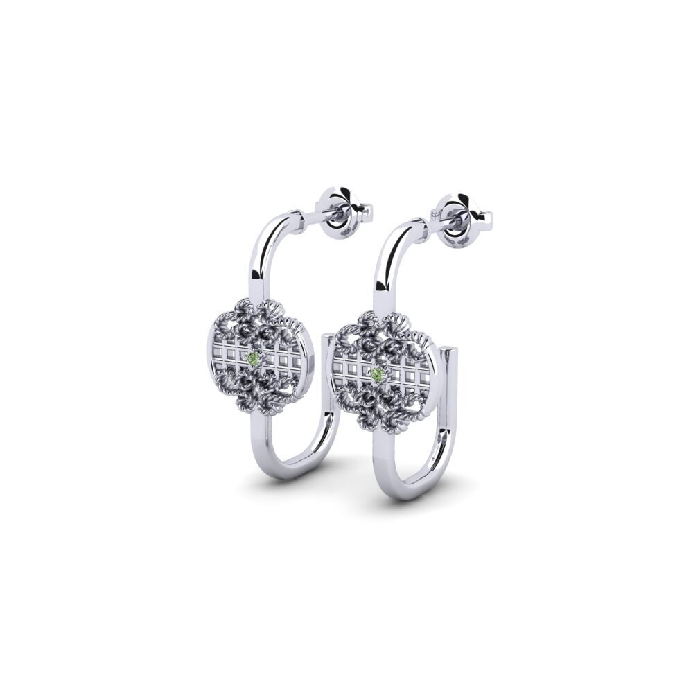 White Silver Green Diamond Women's Earring Aral