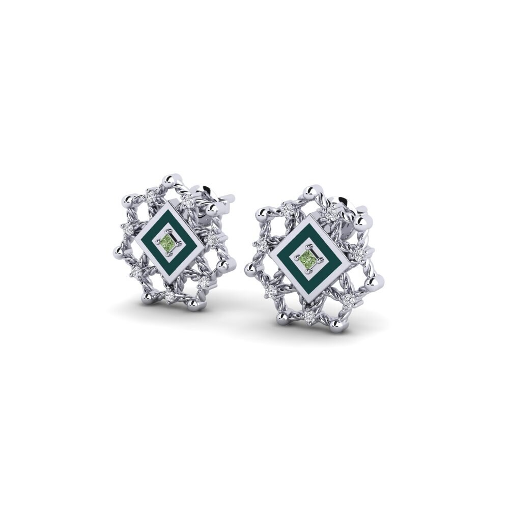 White Silver Green Diamond Women's Earring Ashaiman
