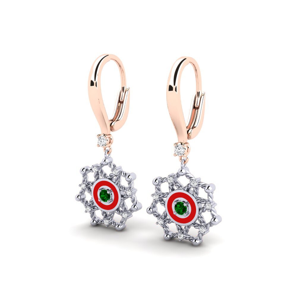 14ct Rose / White Gold Green Zirconia Women's Earring Axim