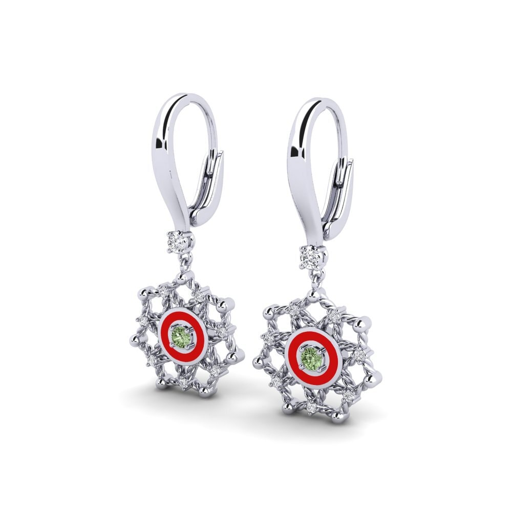 White Silver Green Diamond Women's Earring Axim