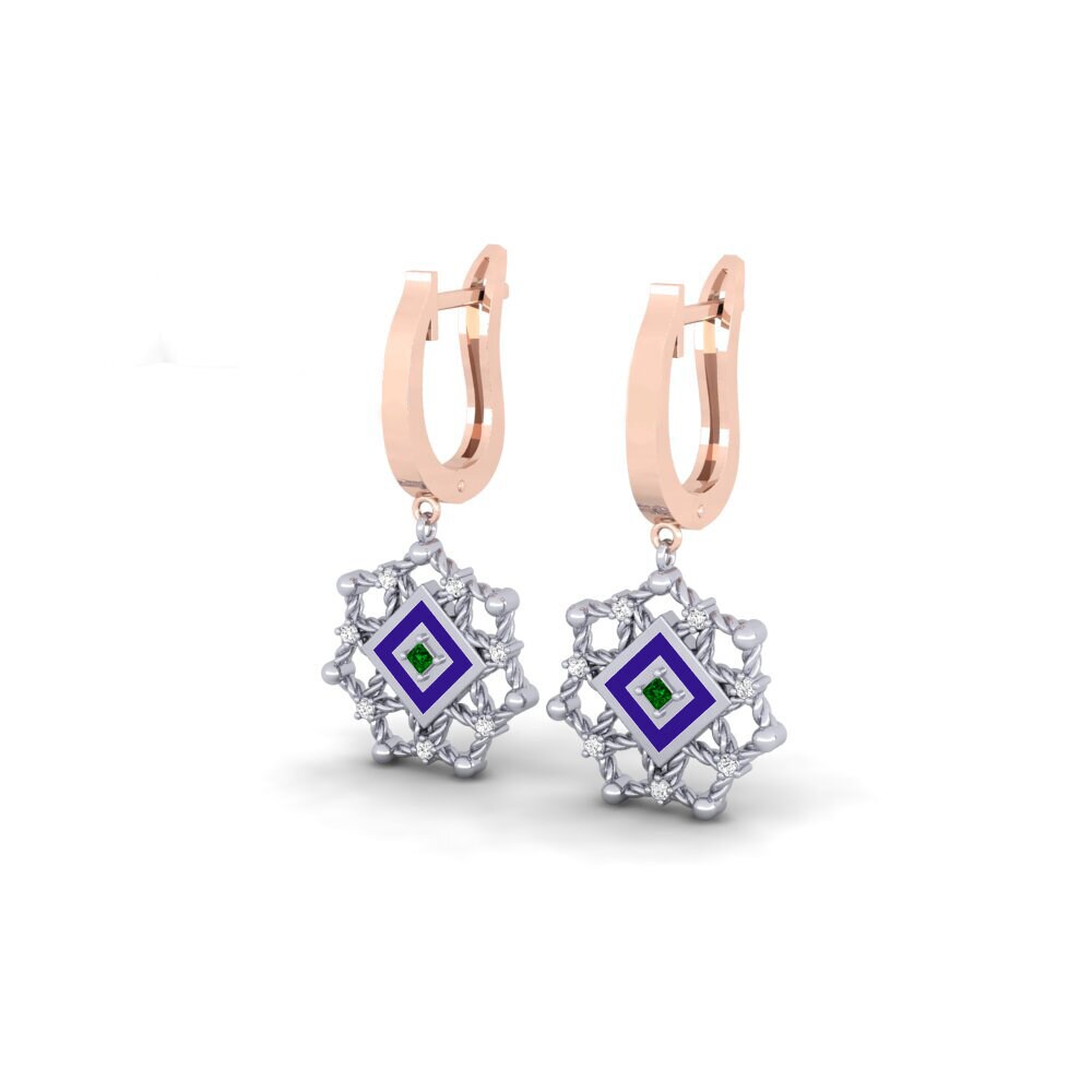 14ct Rose / White Gold Green Zirconia Women's Earring Bawku