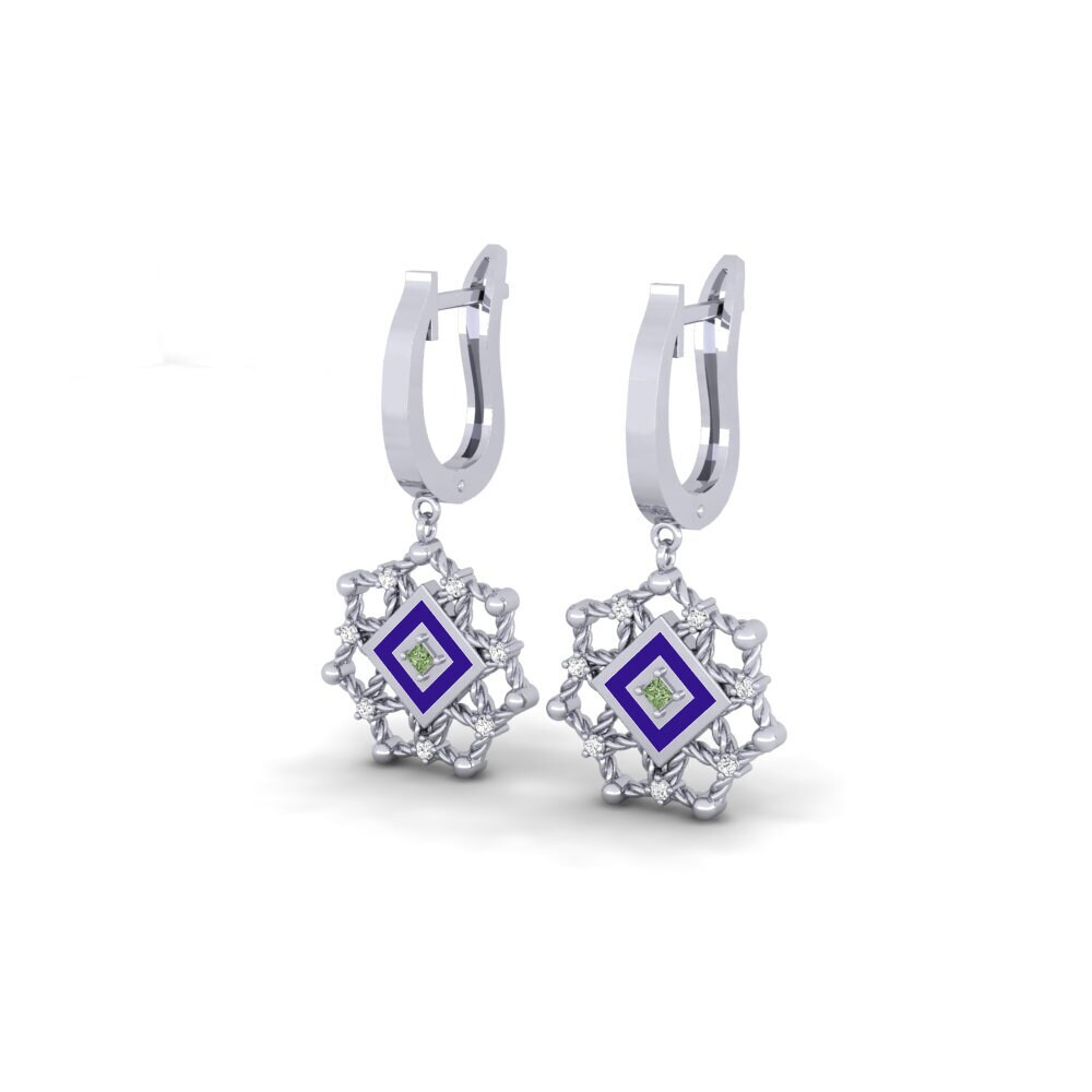 White Silver Green Diamond Women's Earring Bawku