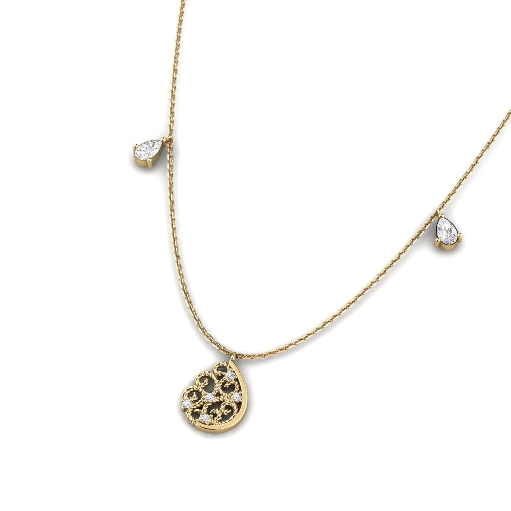 14k Oro Amarillo Collar de Mujer Cebrene