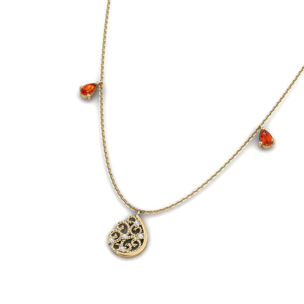 Zafiro Naranja Collar de Mujer Cebrene