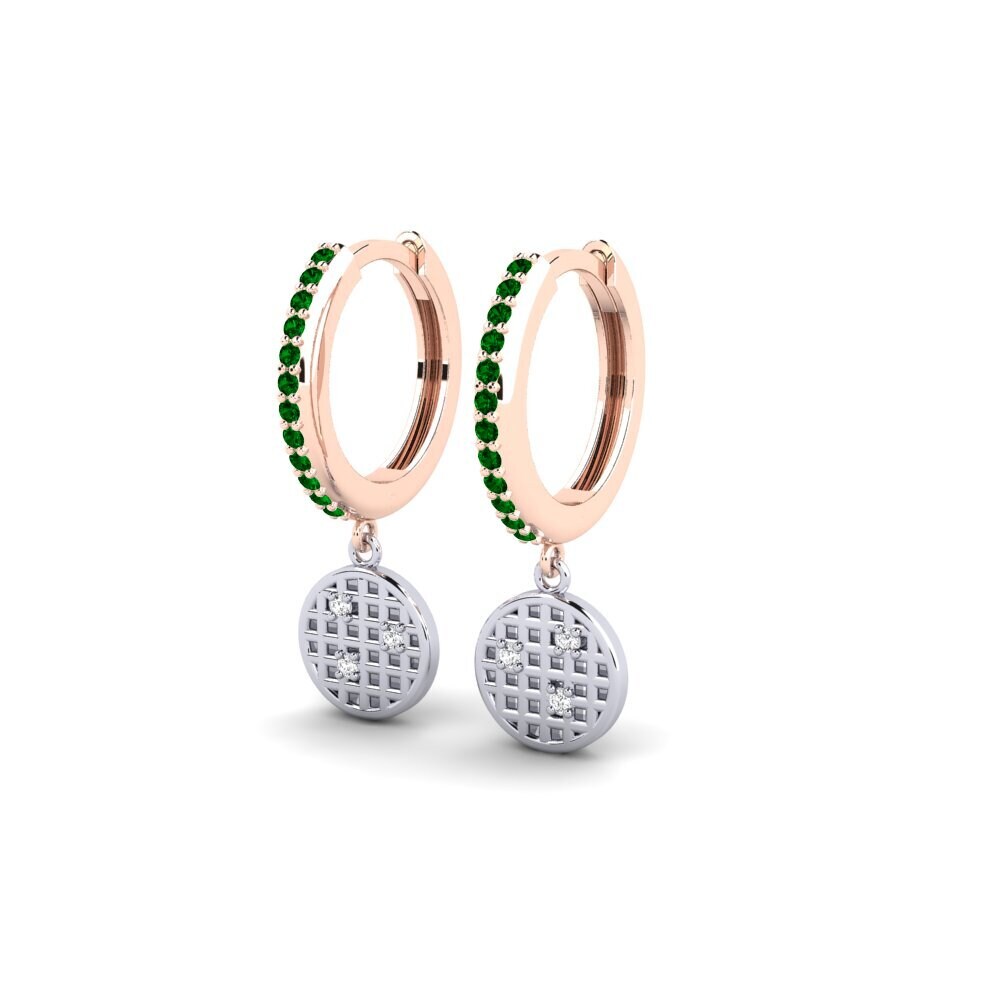 14ct Rose / White Gold Green Zirconia Women's Earring Jokulsarlon