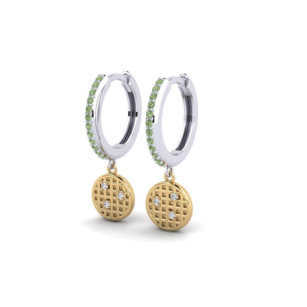 14ct White / Yellow Gold Green Diamond Women's Earring Jokulsarlon