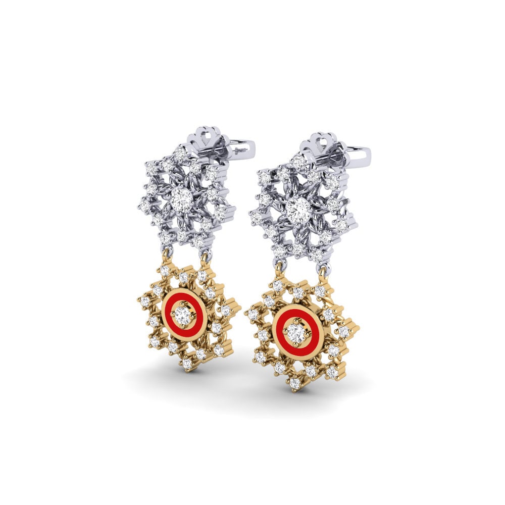 14ct White / Yellow Gold White sapphire Women's Earring Kangaruma