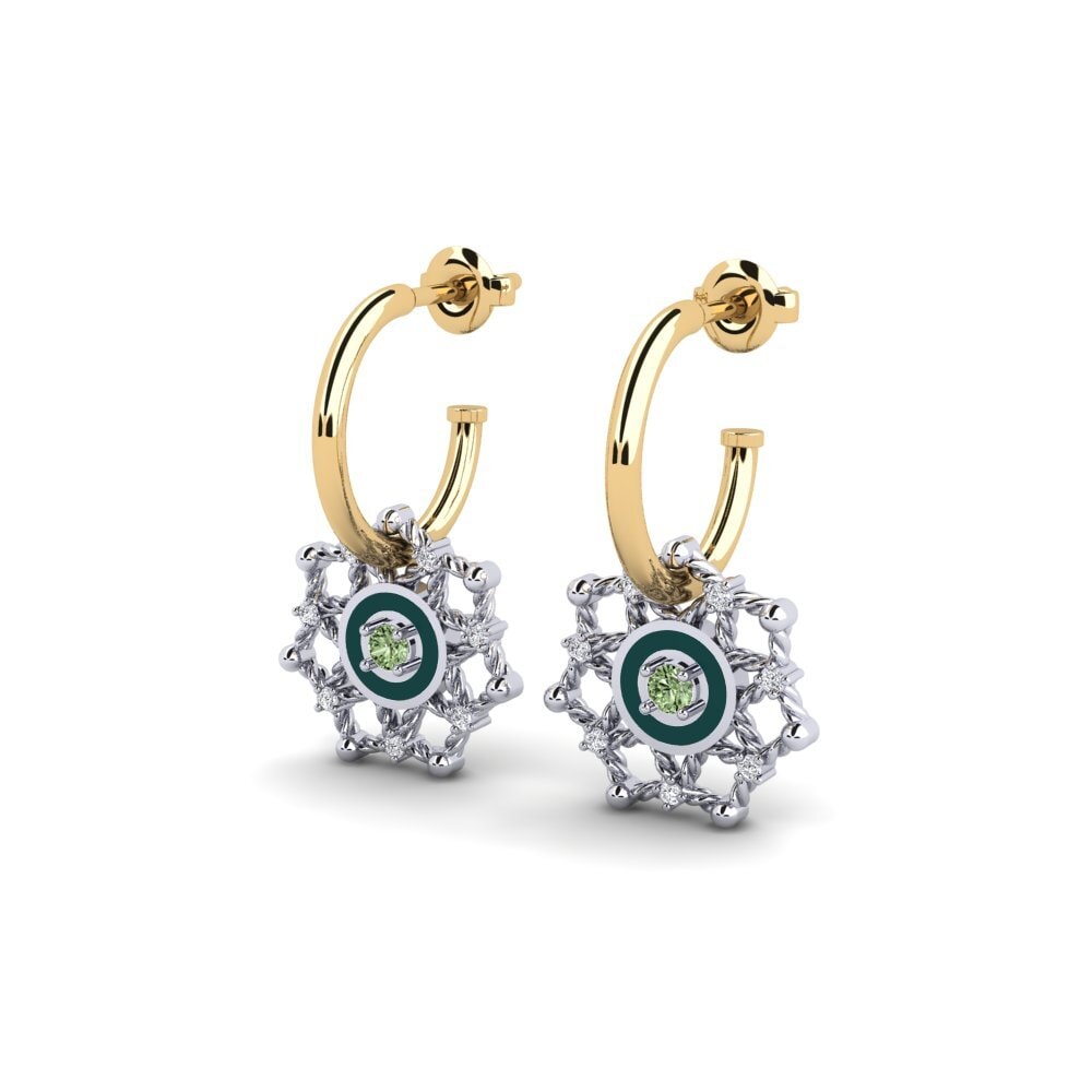 14ct White / Yellow Gold Green Diamond Women's Earring Larabanga