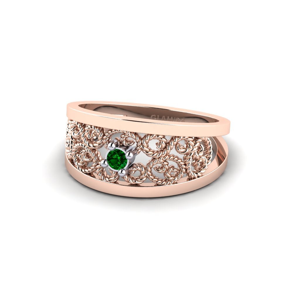 14ct Rose / White Gold Green Zirconia Engagement Ring Massalia