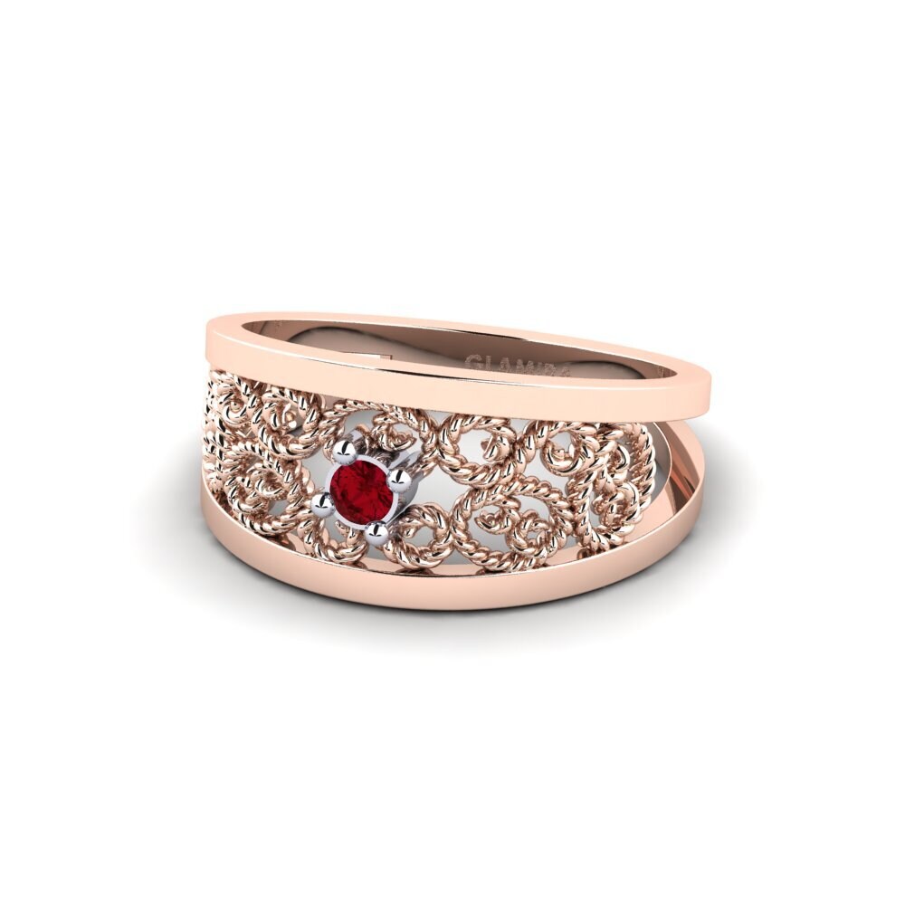 14ct Rose / White Gold Red Zirconia Engagement Ring Massalia