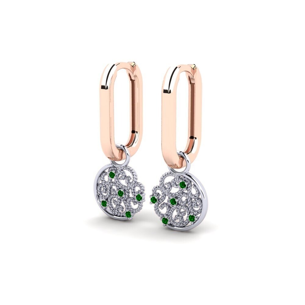 14ct Rose / White Gold Green Zirconia Women's Earring Metapontum