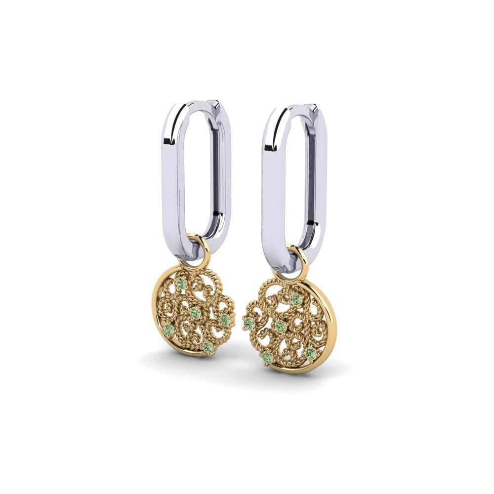 14ct White / Yellow Gold Green Diamond Women's Earring Metapontum