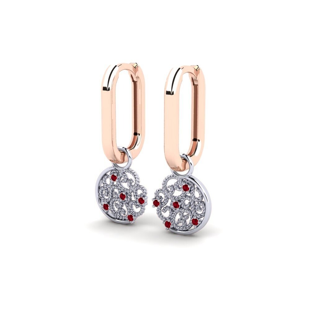 14ct Rose / White Gold Red Zirconia Women's Earring Metapontum