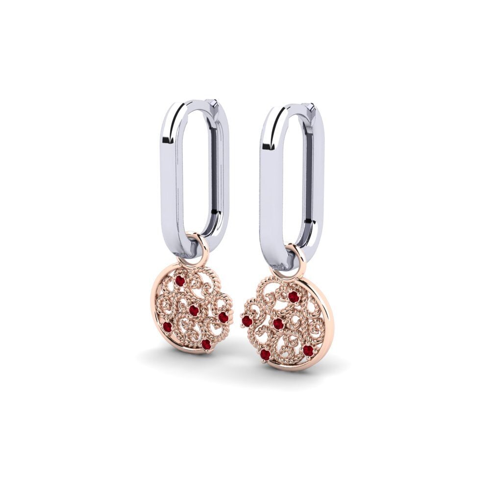 14ct White / Rose Gold Red Zirconia Women's Earring Metapontum