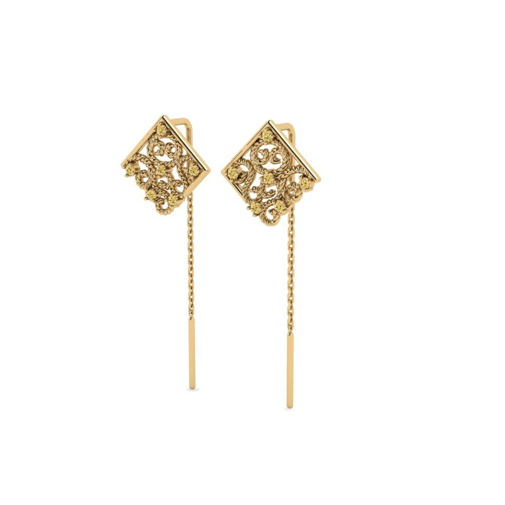Diamante Amarillo Pendiente de mujer Oenoe