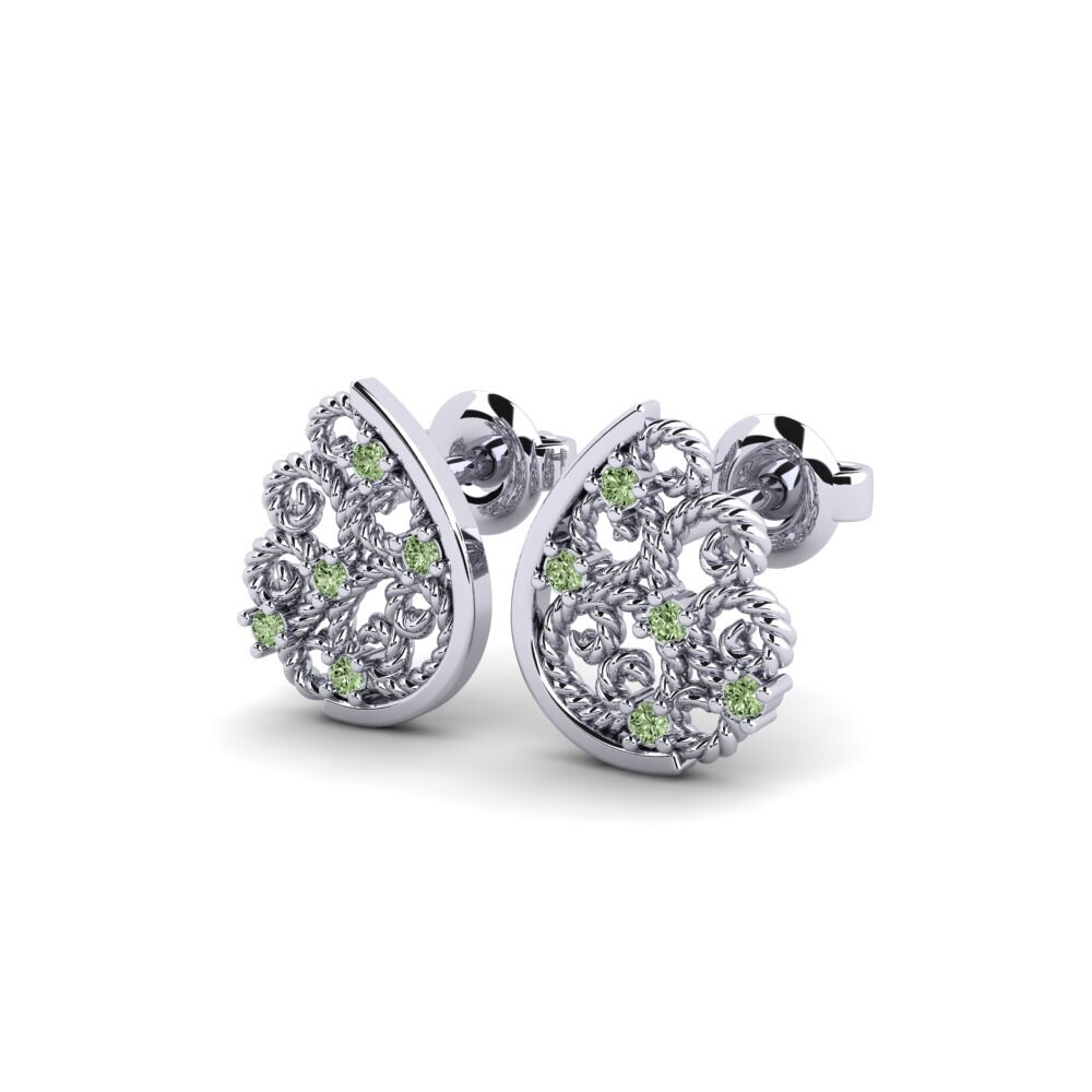 White Silver Green Diamond Women's Earring Pagasae