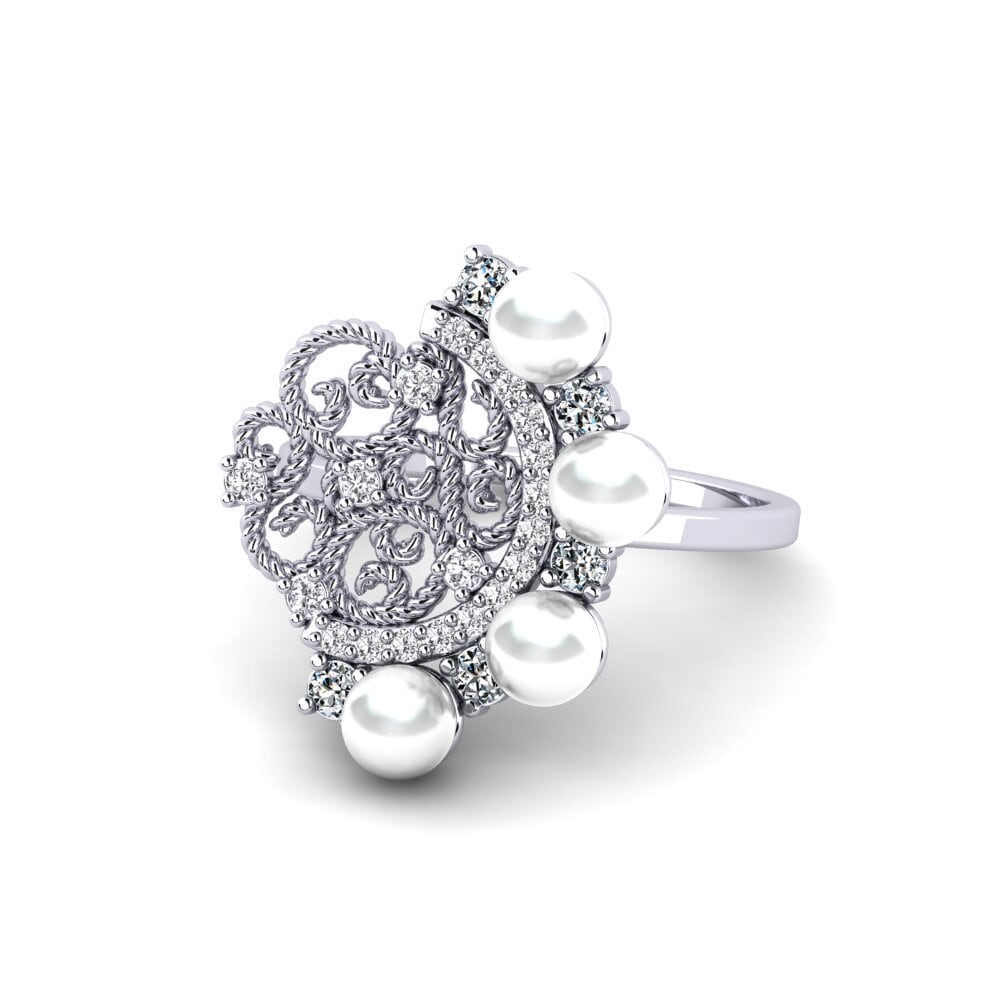 9k Oro Blanco Circonita Anillo Parium