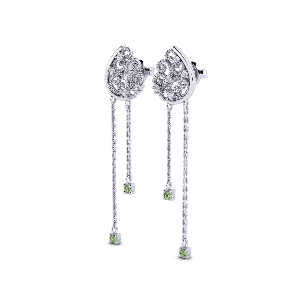 White Silver Green Diamond Women's Earring Percote