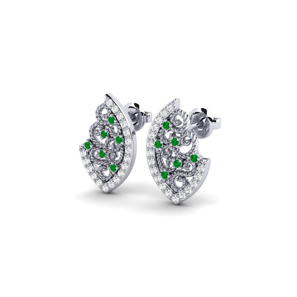950 Platinum Emerald Women's Earring Pharae