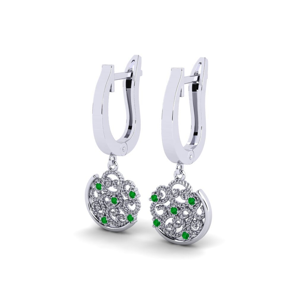 950 Platinum Emerald Women's Earring Pisidia