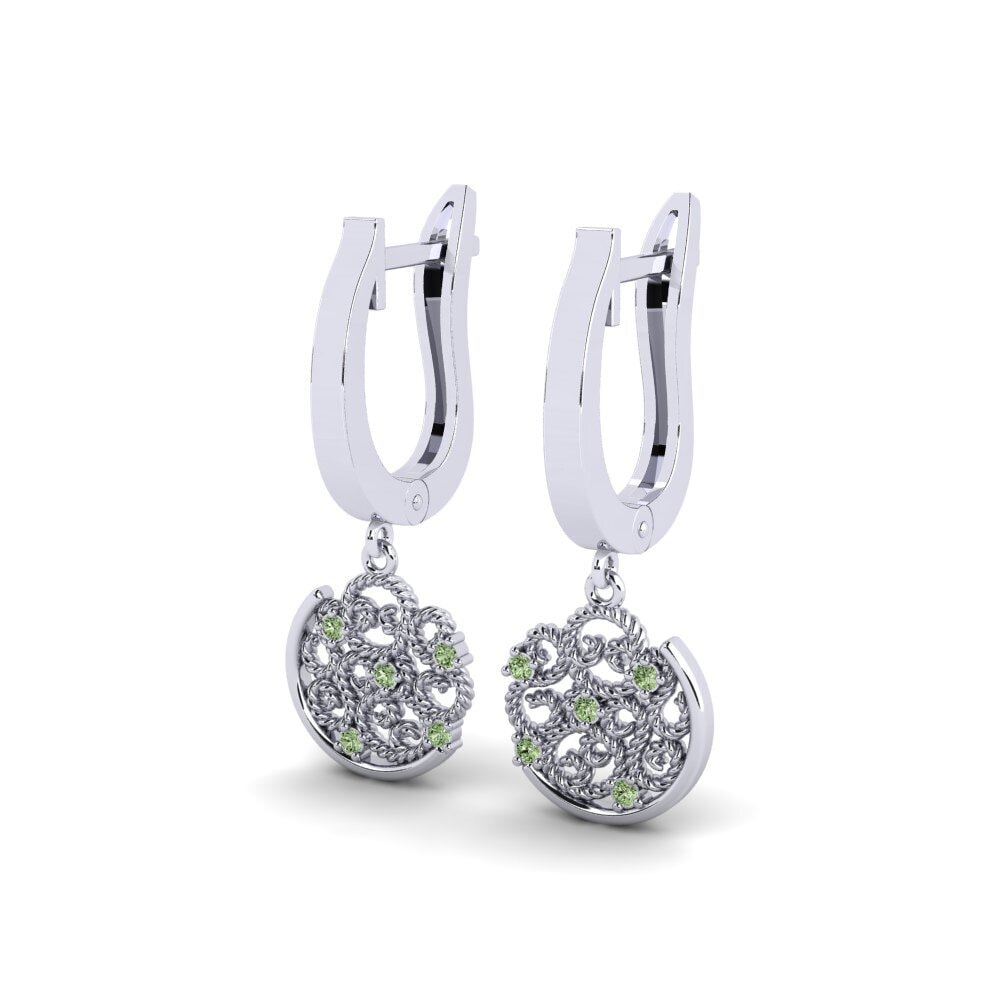 White Silver Green Diamond Women's Earring Pisidia