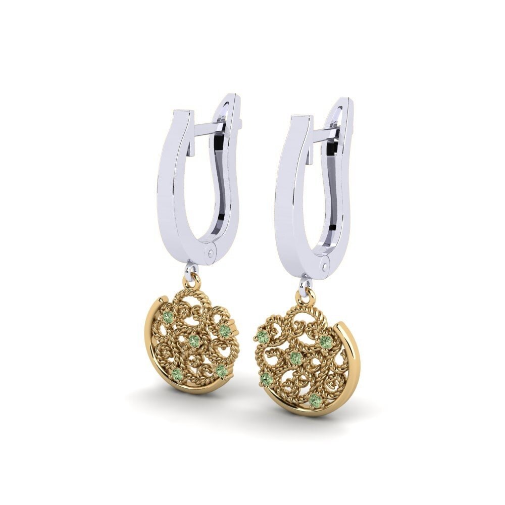 14ct White / Yellow Gold Green Diamond Women's Earring Pisidia