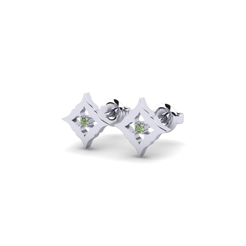 White Silver Green Diamond Women's Earring Reactivate
