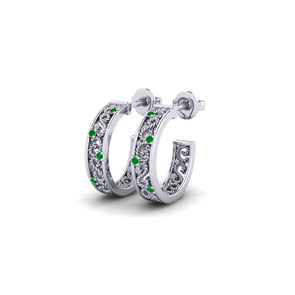950 Platinum Emerald Women's Earring Rila