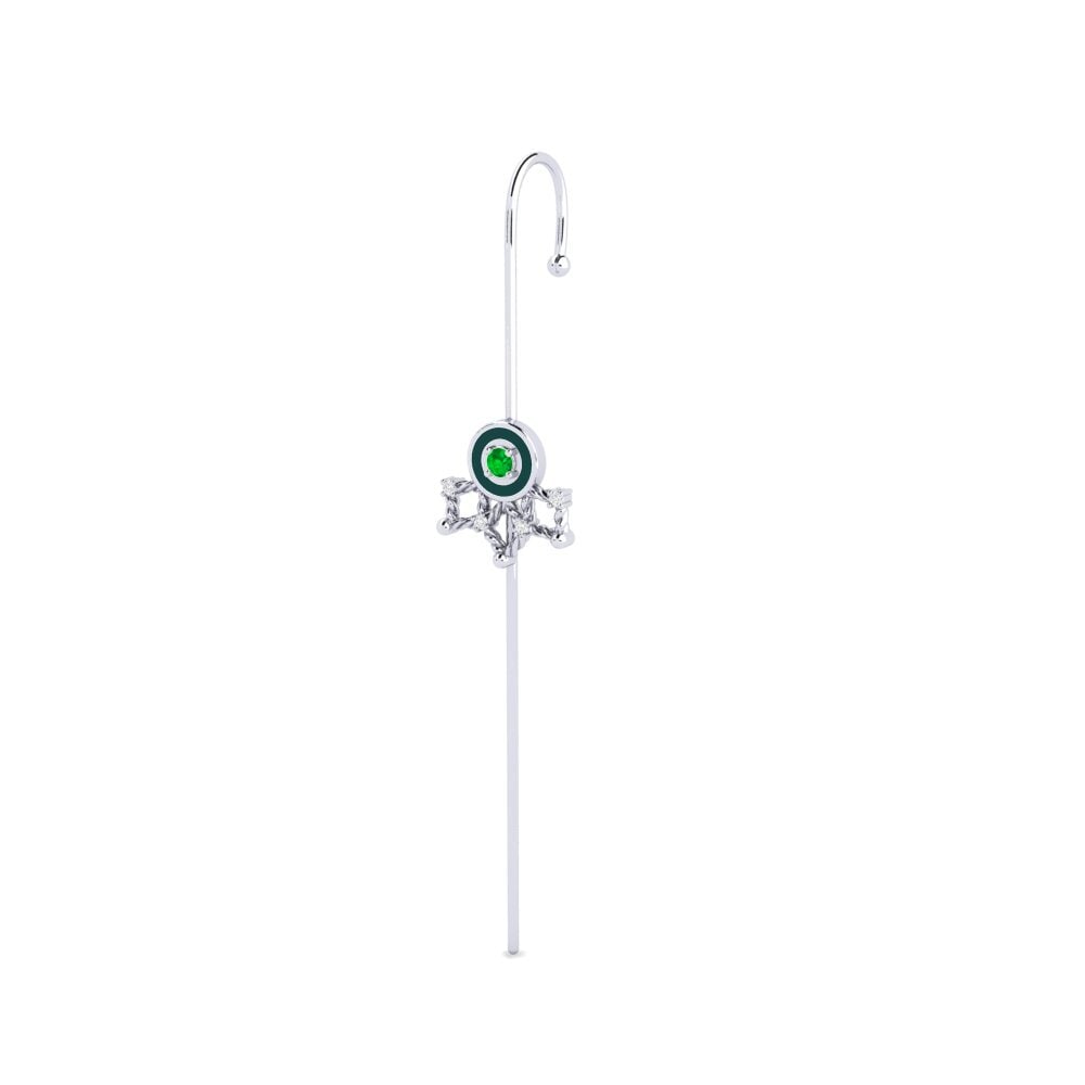 950 Platinum Emerald Ear Piercing Saveretik