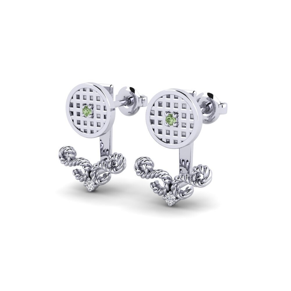 White Silver Green Diamond Women's Earring Sillan