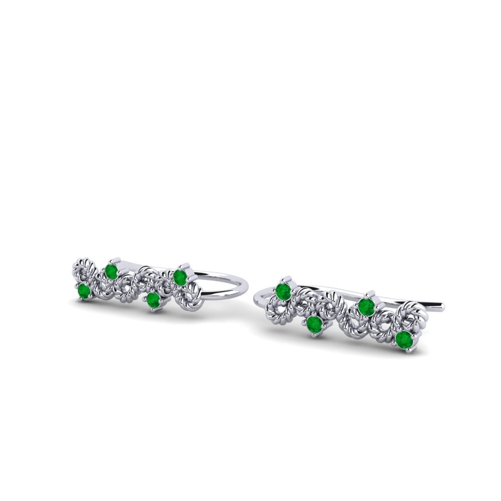 950 Platinum Emerald Women's Earring Skean