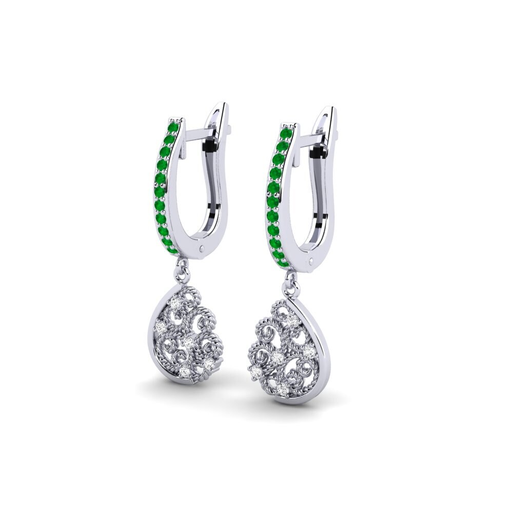 950 Platinum Emerald Women's Earring Thronium