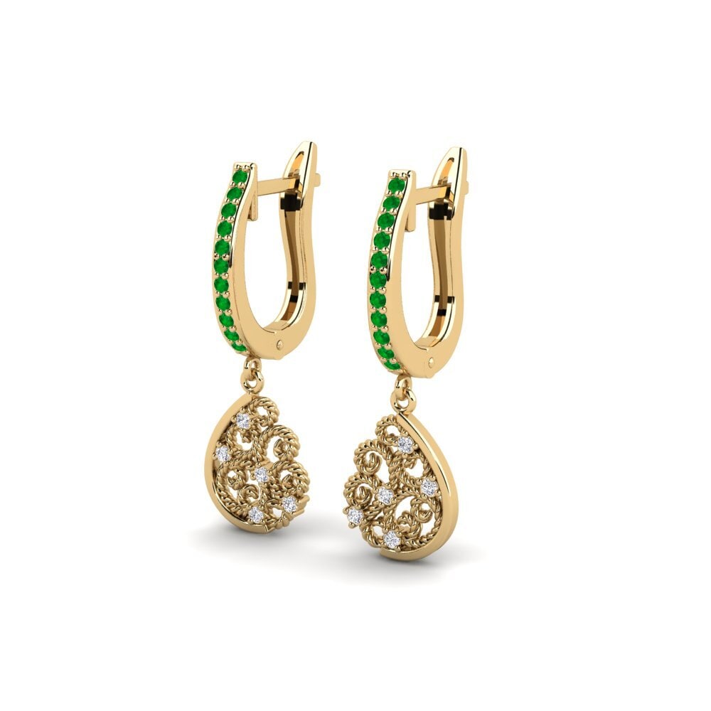 Émeraude Boucle d'oreille femme Thronium