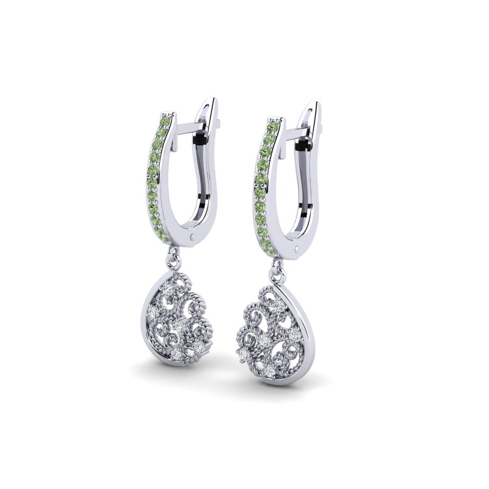 White Silver Green Diamond Women's Earring Thronium