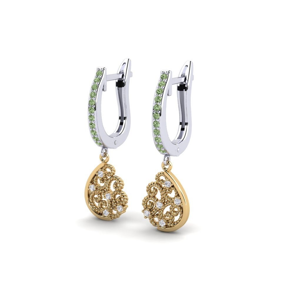 14ct White / Yellow Gold Green Diamond Women's Earring Thronium