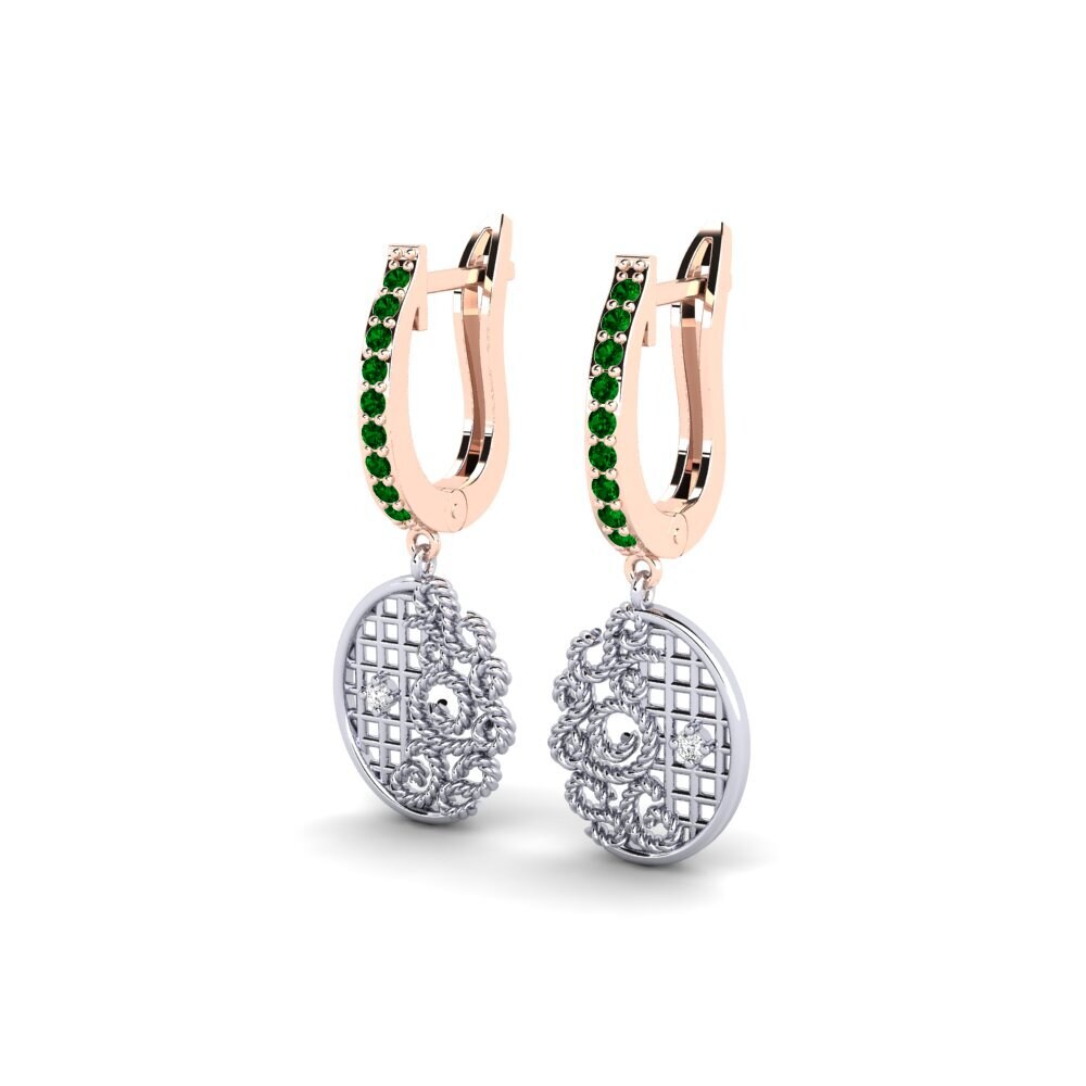 14ct Rose / White Gold Green Zirconia Women's Earring Tubenkama