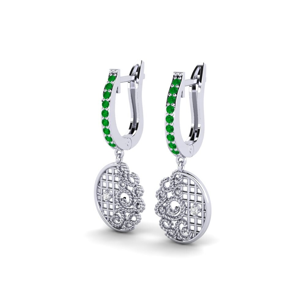 950 Platinum Emerald Women's Earring Tubenkama