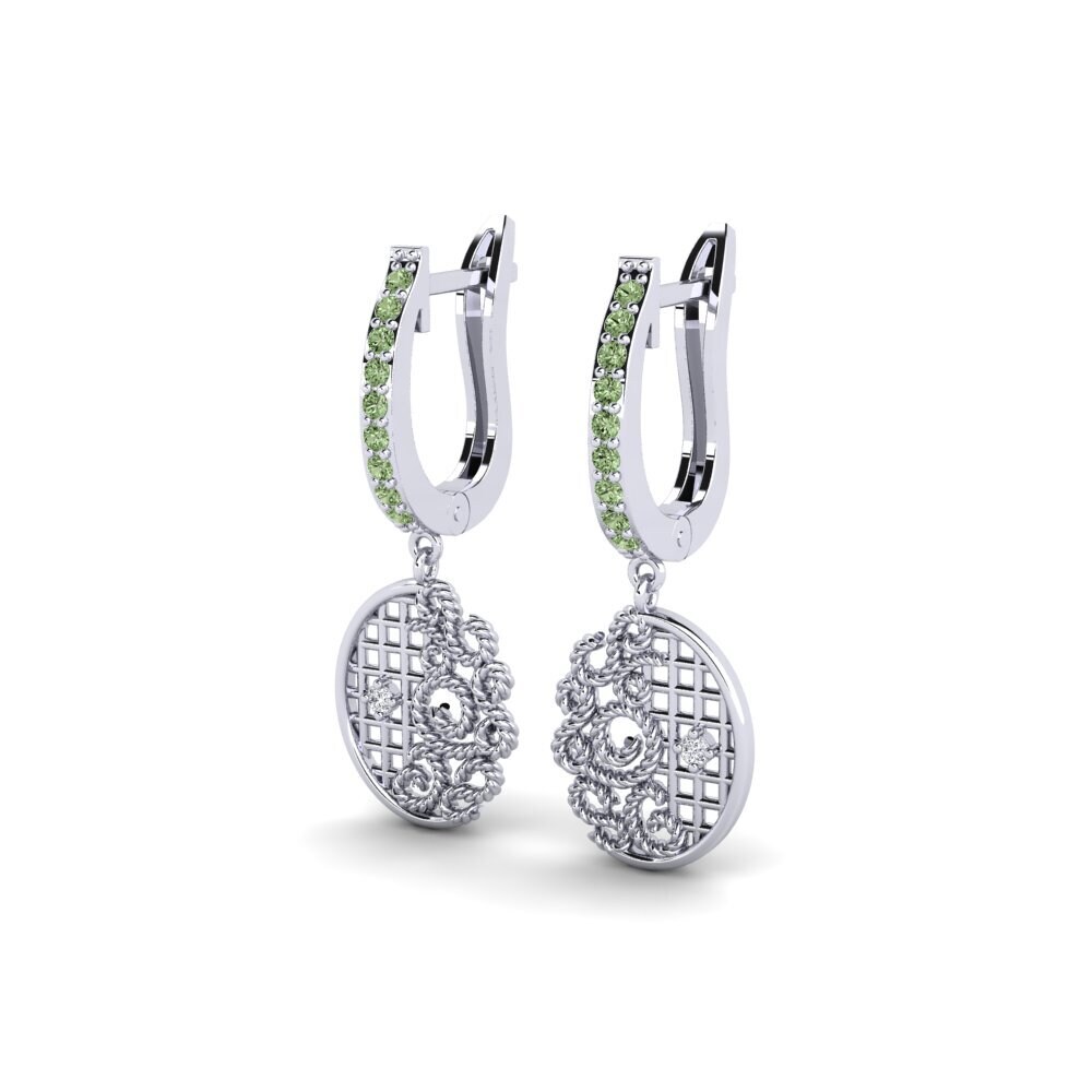 White Silver Green Diamond Women's Earring Tubenkama