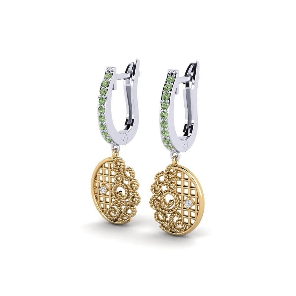14ct White / Yellow Gold Green Diamond Women's Earring Tubenkama