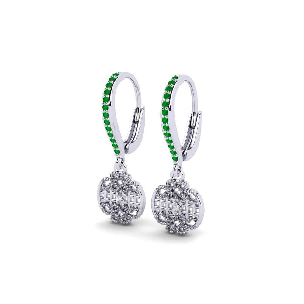 950 Platinum Emerald Women's Earring Veselovsky