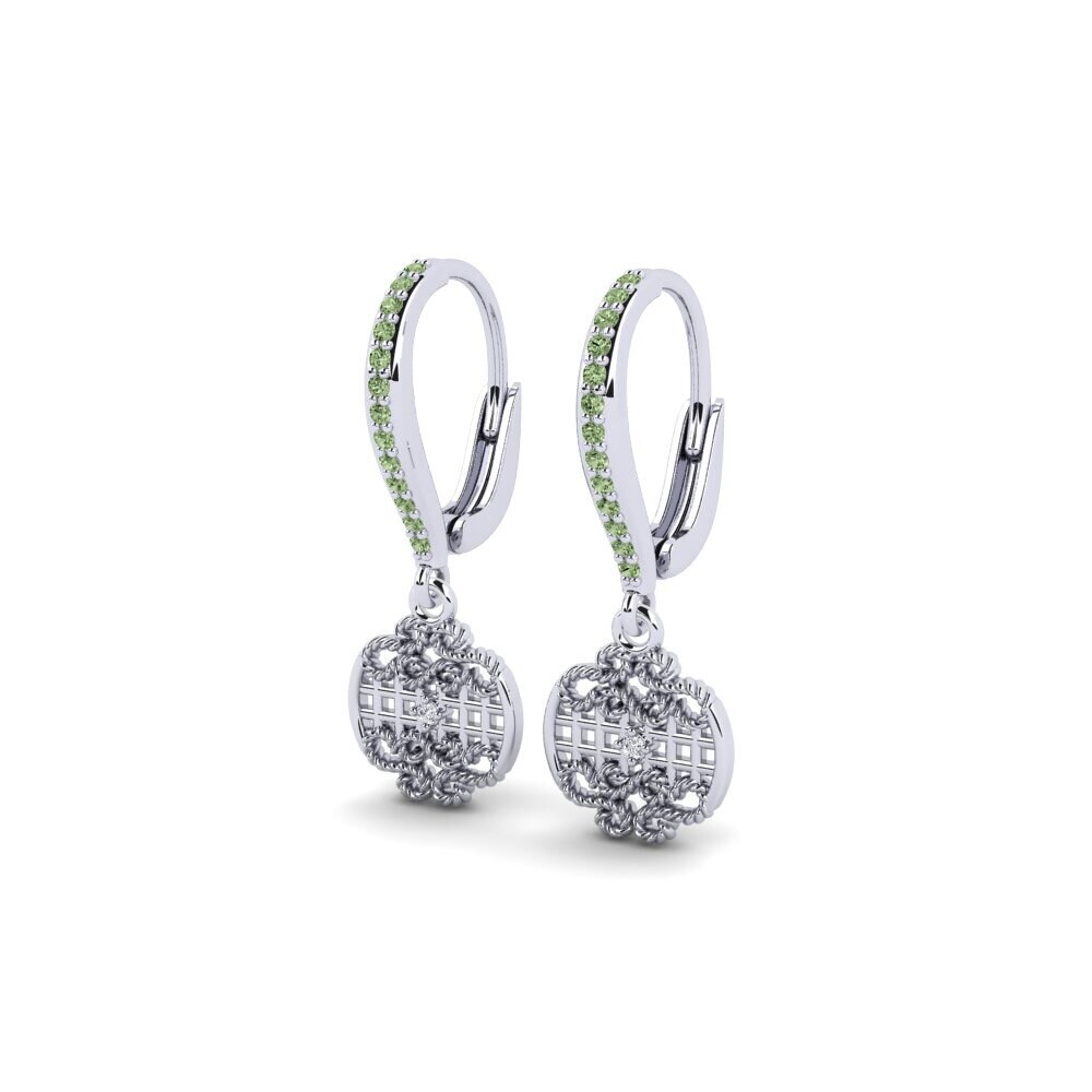 White Silver Green Diamond Women's Earring Veselovsky
