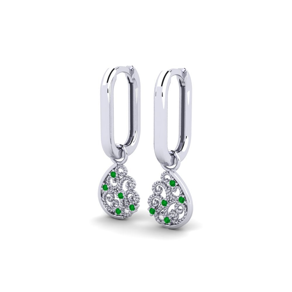 950 Platinum Emerald Women's Earring Zankle